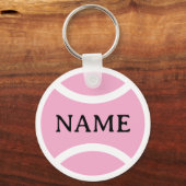 Pink tennis ball keychain with custom name schlüsselanhänger (Vorderseite)