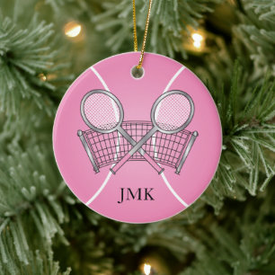 Pink Tennis Ball Personalisieren Keramikornament