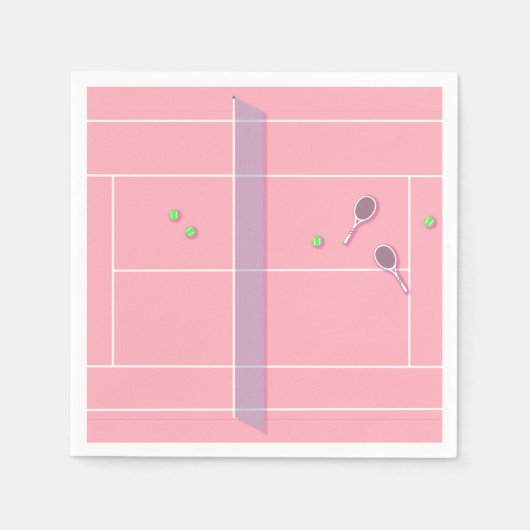 Pink Tennis Court Moderner Tennisspieler Serviette (Vorderseite)