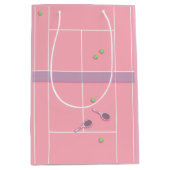Pink Tennis Court Preppy Modern Tennis Player Mittlere Geschenktüte (Vorderseite)