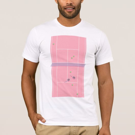 Pink Tennis Court Preppy Modern Tennis Player T-Shirt (Vorderseite)