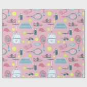 pink tennis racket ball court equipment geschenkpapier (Flach)