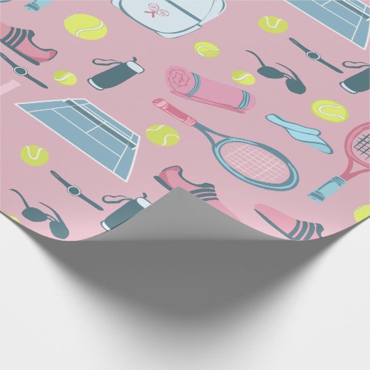 pink tennis racket ball court equipment geschenkpapier (Ecke)