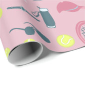 pink tennis racket ball court equipment geschenkpapier (Rolleneckpunkt)