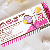 Pink Tennis Ticket Pass Geburtstagsparty Einladung