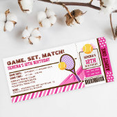 Pink Tennis Ticket Pass Geburtstagsparty Einladung