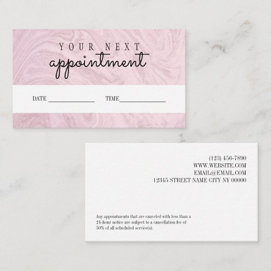 Pink Termin Erinnerung Karte Ihren nächsten Besuch (Vorne/Hinten)