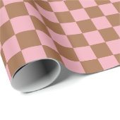 Pink Terracotta Checkerboard Checkered Girly Retro Geschenkpapier (Rolleneckpunkt)