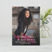 Pink Terracotta Graduate Script Abschluss Ankündigung (Stehend Vorderseite)