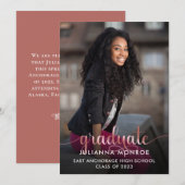 Pink Terracotta Graduate Script Abschluss Ankündigung (Vorne/Hinten)