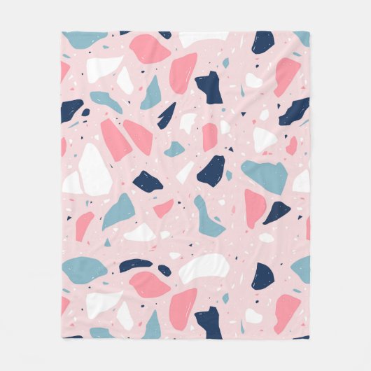 Pink Terrazzo Muster Fleecedecke (Vorderseite)