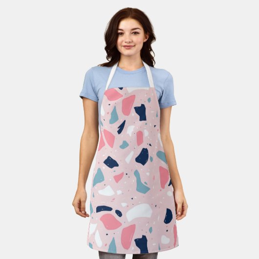 Pink Terrazzo Muster Schürze (Getragen)