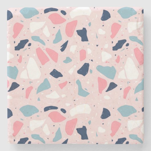 Pink Terrazzo Muster Steinuntersetzer (Vorderseite)