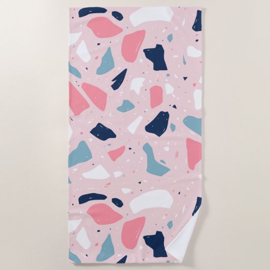 Pink Terrazzo Muster Strandtuch (Vorderseite)