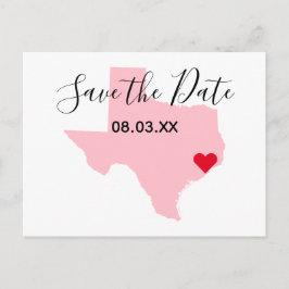 Pink Texas Red Heart Save the Date Ankündigungspostkarte