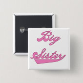 Pink Text Big Sister Tshirts und Geschenke Button (Vorne & Hinten)