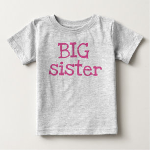 Pink Text Big Sster Baby T-shirt