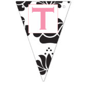 Pink Text Black Floral Patten Baby Girl Wimpelkette (Zweite Fahne)