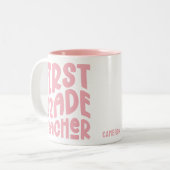 Pink-Text des ersten Lehrers Zweifarbige Tasse (Vorderseite Links)
