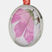 Pink Textured Cosmo Blume Silbernes Ornament (Links)