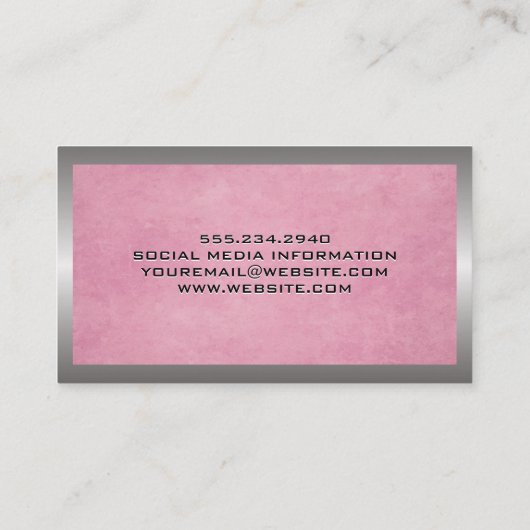 Pink texturiert | Zuhause Hammer Logo Business Car Visitenkarte (Rückseite)