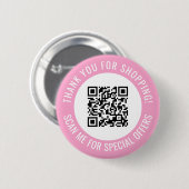 Pink Thank You & Scan Me Promotional QR Code Button (Vorne & Hinten)