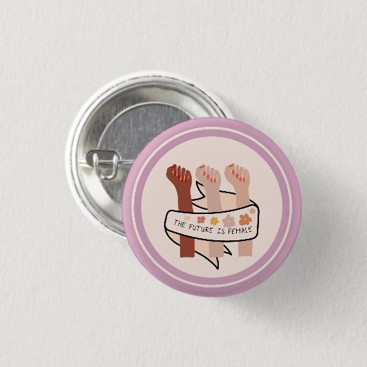 Pink The future is female feminist Button (Vorne & Hinten)