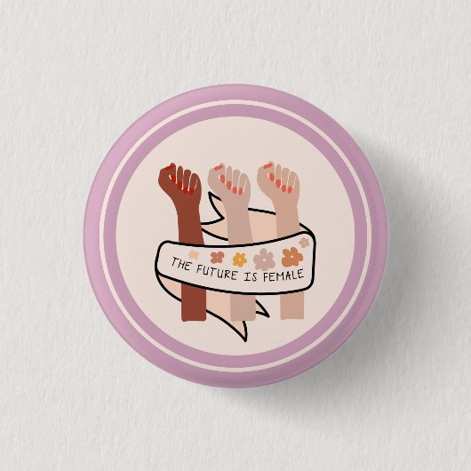 Pink The future is female feminist Button (Vorderseite)