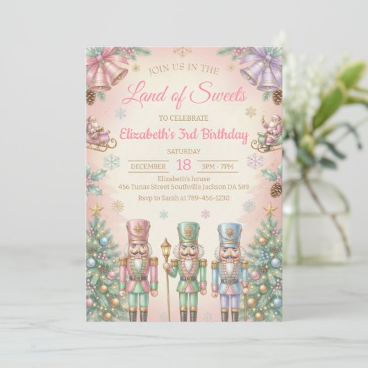 Pink The Nutcracker Birthday Invitation Einladung (Stehend Vorderseite)