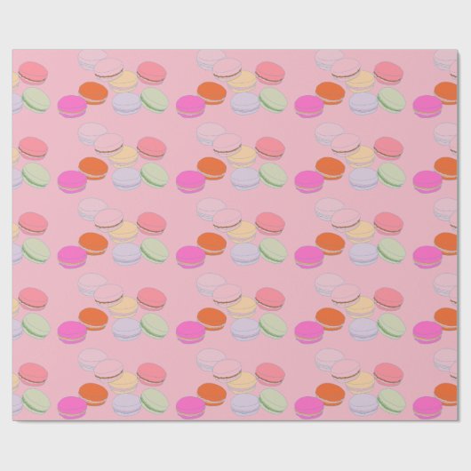 Pink Theme French Macaron Wrapping Paper Geschenkpapier (Flach)