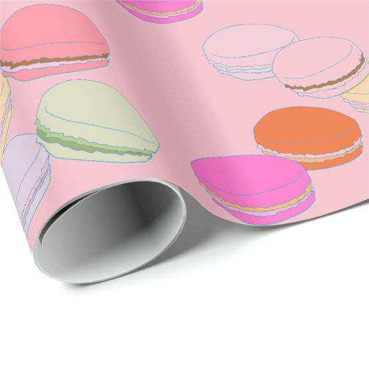 Pink Theme French Macaron Wrapping Paper Geschenkpapier (Rolleneckpunkt)