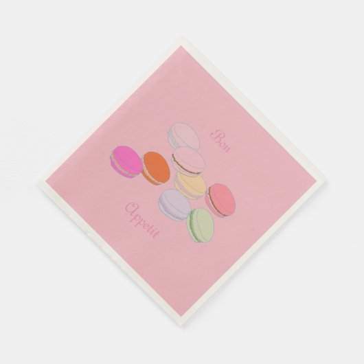 Pink Theme Paris Französisch Macaron Bon Appetit Serviette (Ecke)