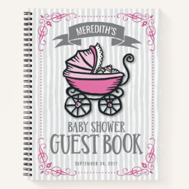 Pink-Themed Baby Shower Gästebuch Notizbuch