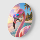 PINK THINKER - Flamingo PINK Große Wanduhr (Winkel)