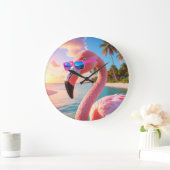 PINK THINKER - Flamingo PINK Große Wanduhr (Zuhause)