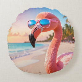 PINK THINKER Flamingo Pink Rundes Kissen