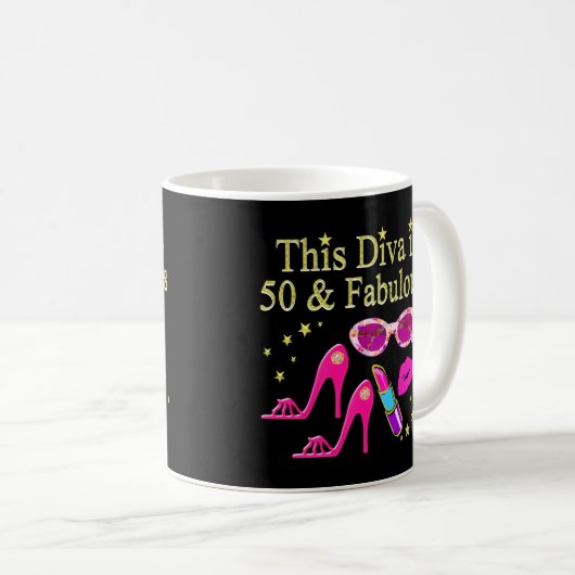PINK This DIVA is 50 & FABULOUS DESIGN Kaffeetasse (VorderseiteRechts)