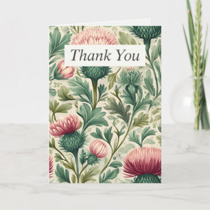 Pink Thistle Blume auf Creme Danke Karte
