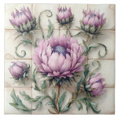 Pink Thistle Flowers Ceramic Tile Fliese (Vorderseite)