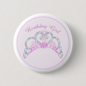 Pink Tiara Birthday Girl Button (Vorderseite)