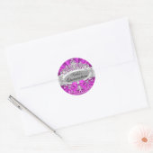 Pink Tiara & Damask Quinceanera Sticker (Umschlag)