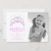 Pink Tiara Foto Einladung zum Geburtstag (Vorderseite)