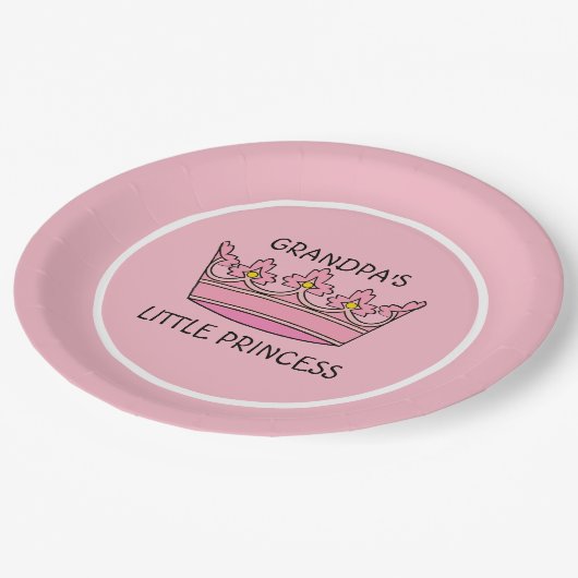 Pink Tiara Grandpas kleine Prinzessin Pappteller (Schrägansicht)