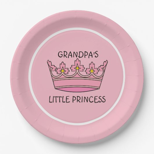 Pink Tiara Grandpas kleine Prinzessin Pappteller (Vorderseite)