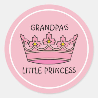 Pink Tiara Grandpas kleine Prinzessin Runder Aufkleber