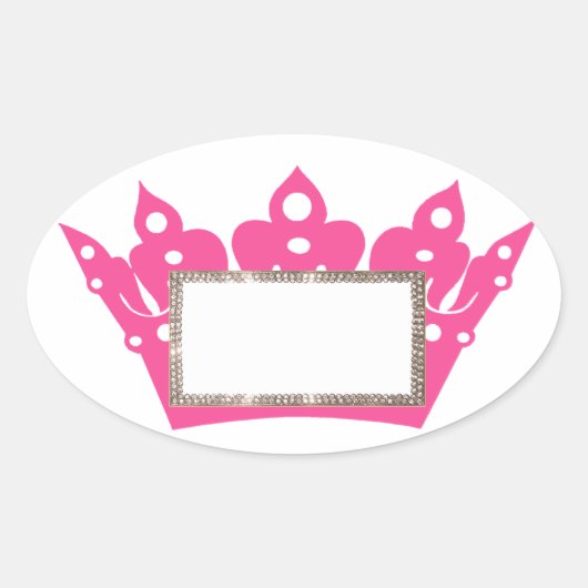 Pink-Tiara-Labels zur Personalisierung Ovaler Aufkleber (Vorderseite)