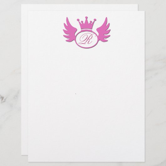 Pink Tiara Letterhead Fügen Sie Ihre Monogramm! (Vorne/Hinten)