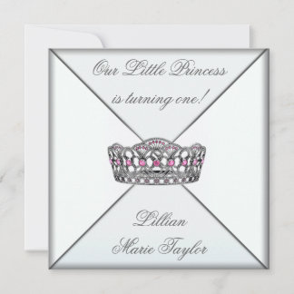 Pink Tiara Little Princess Erste Geburtstagsparty Einladung