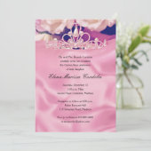 Pink Tiara Quinceañera Einladung (Stehend Vorderseite)