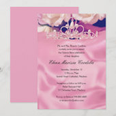 Pink Tiara Quinceañera Einladung (Vorne/Hinten)